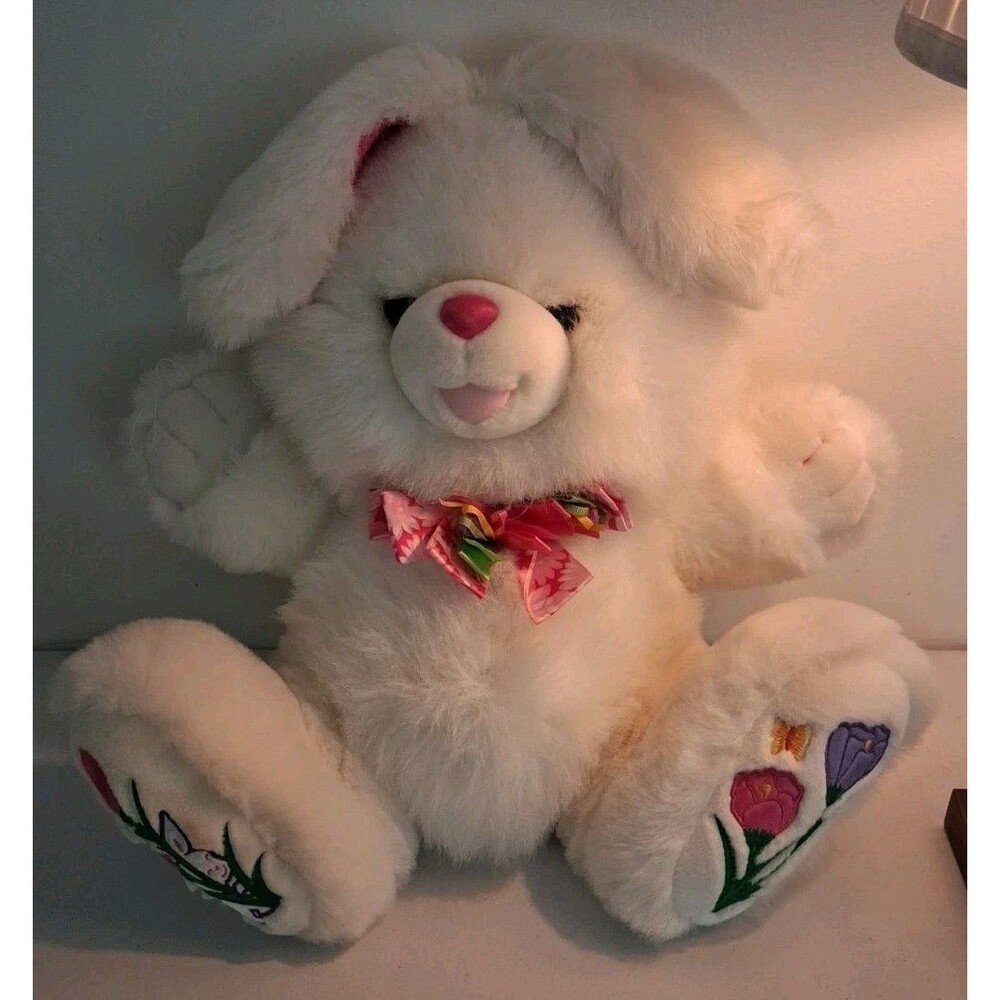 TB Trading Hoppy Hopster Easter Bunny Rabbit Flower Embroidered Feet Plush